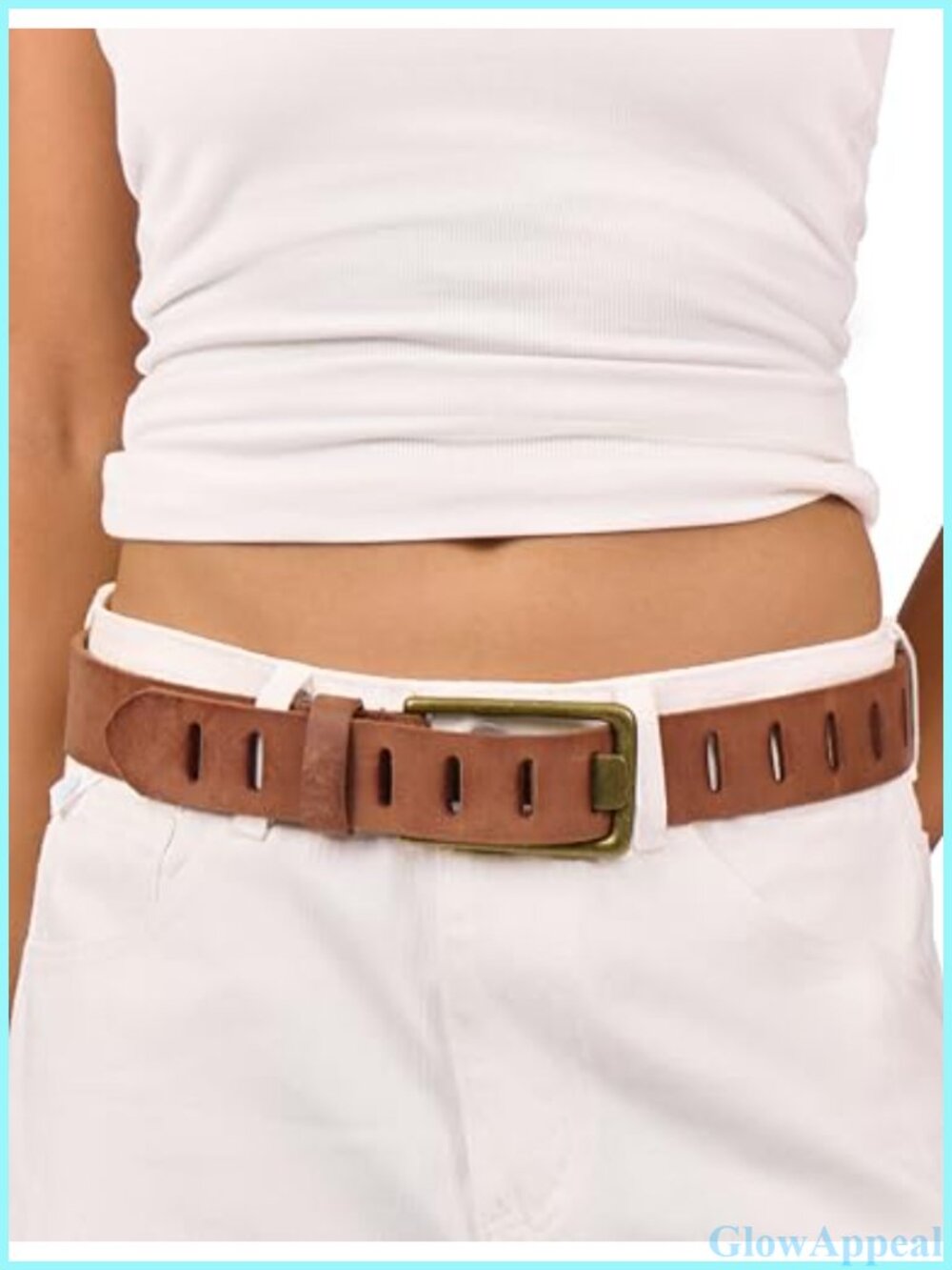 Full Grain Leather Belt Western Cowgirl Wide 1.57" Adjustable Jeans